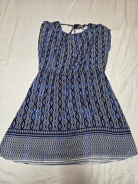 The Limited Navy and White Printed Tie-Back Girls Dress